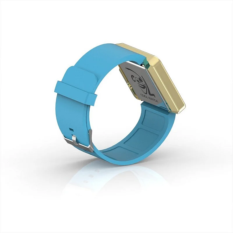 (Cool Watch Saat - Gold Shiny Led Edition - Turkuaz Kayış Unisex)