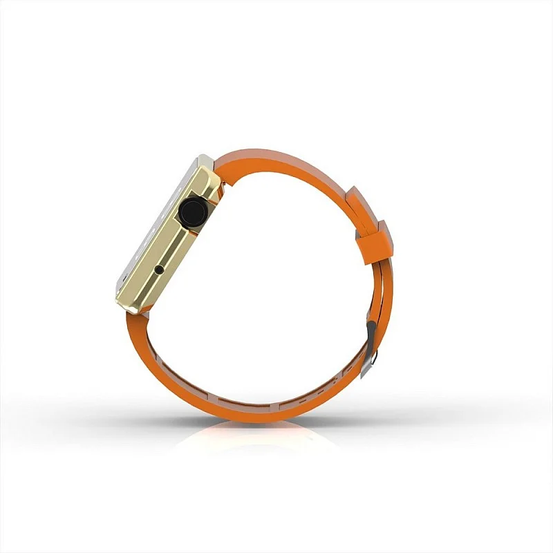 Cool Watch Saat - Gold Shiny Led Edition - Turuncu Kayış Unisex