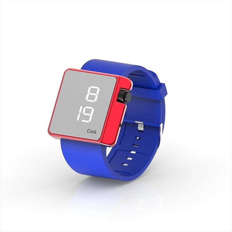 Cool Watch Saat - Kırmızı Edition - Mavi Kayış Unisex