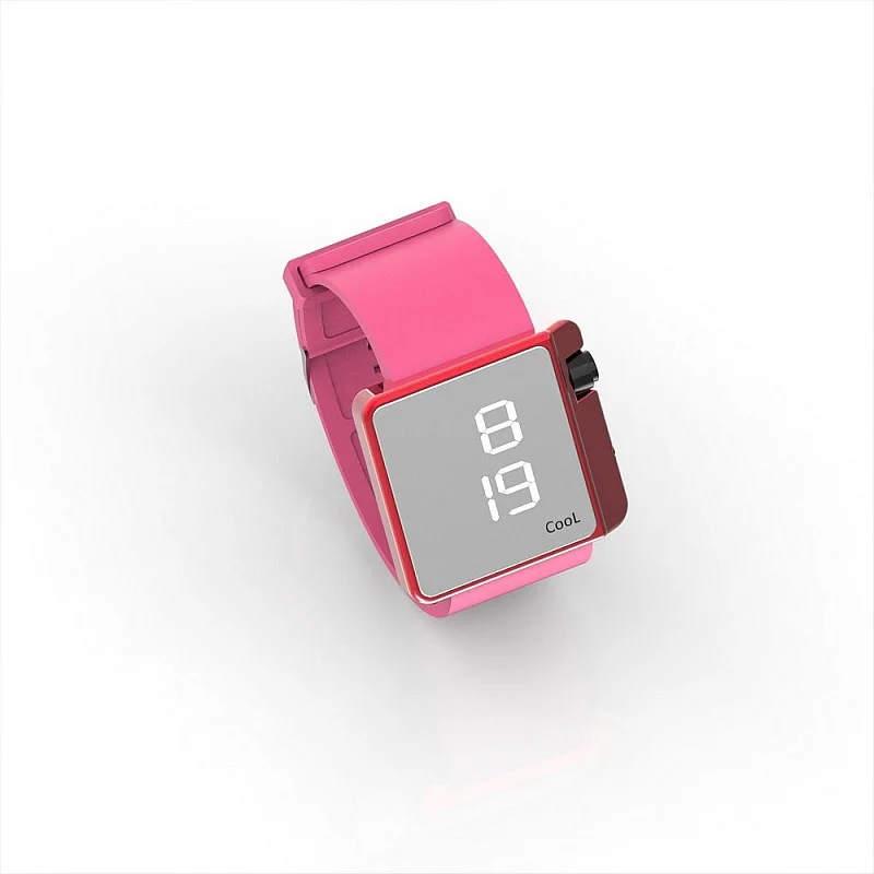 Cool Watch Saat - Kırmızı Edition - Pembe Kayış Unisex