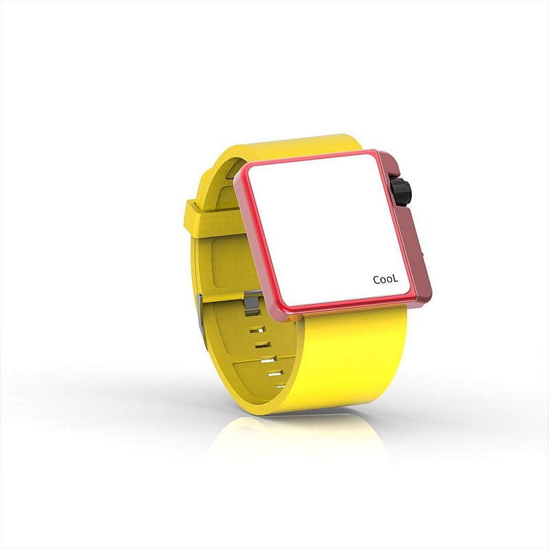 Cool Watch Saat - Kırmızı Edition - Sarı Kayış Unisex