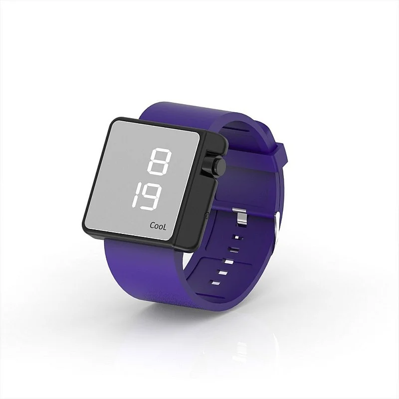 Cool Watch Saat - Siyah Edition - Mor Kayış Unisex