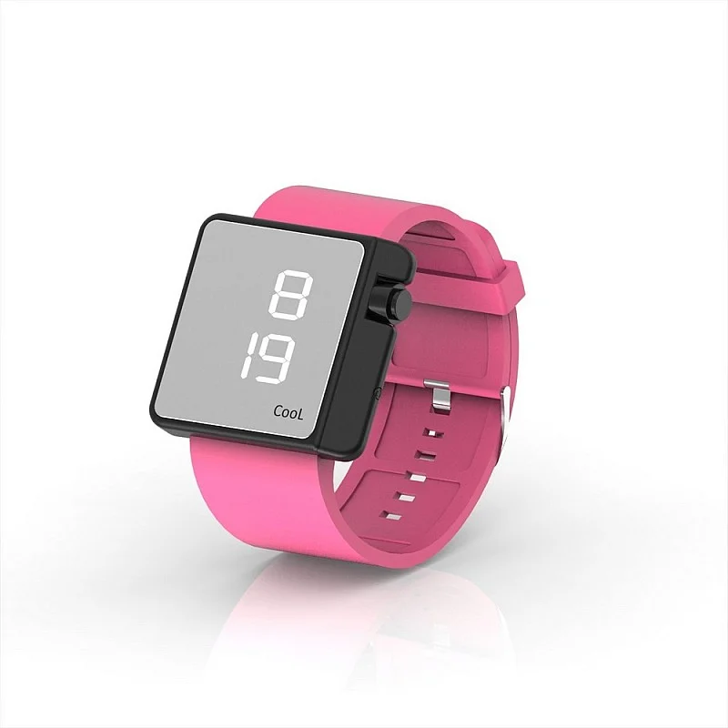 (Cool Watch Saat - Siyah Edition - Pembe Kayış Unisex)