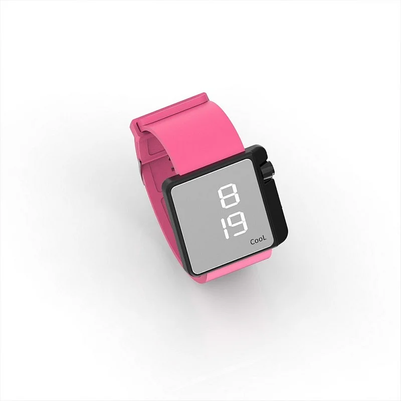 (Cool Watch Saat - Siyah Edition - Pembe Kayış Unisex)