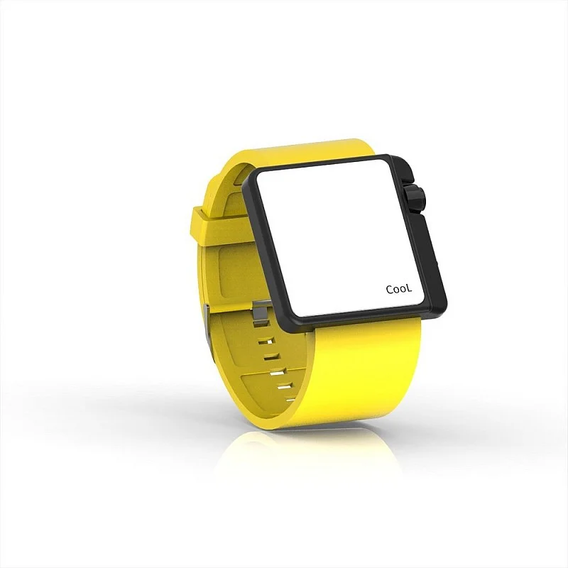 (Cool Watch Saat - Siyah Edition - Sarı Kayış Unisex)