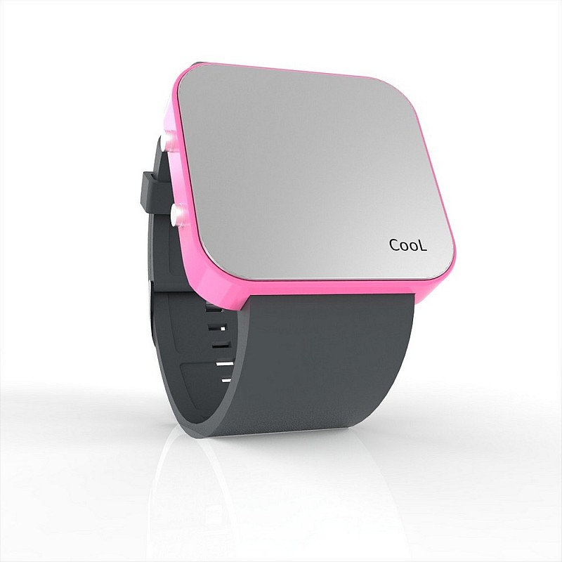 Cool Watch Saat - Pembe Led Kasa - Gri Kayış Unisex