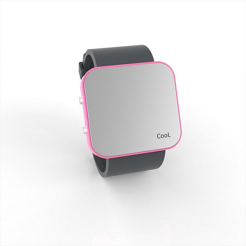 Cool Watch Saat - Pembe Led Kasa - Gri Kayış Unisex