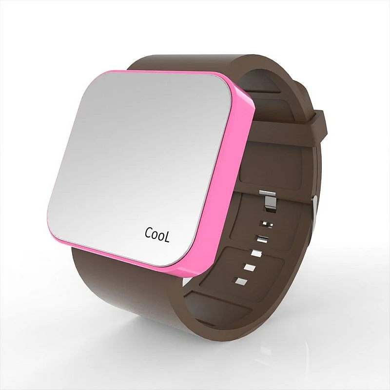 Cool Watch Saat - Pembe Led Kasa - Kahverengi Kayış Unisex Cool Watch Saat - Pembe Led Kasa - Kahverengi Kayış Unisex