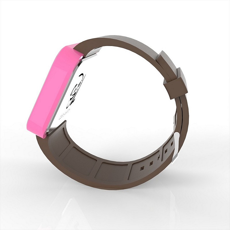 Cool Watch Saat - Pembe Led Kasa - Kahverengi Kayış Unisex