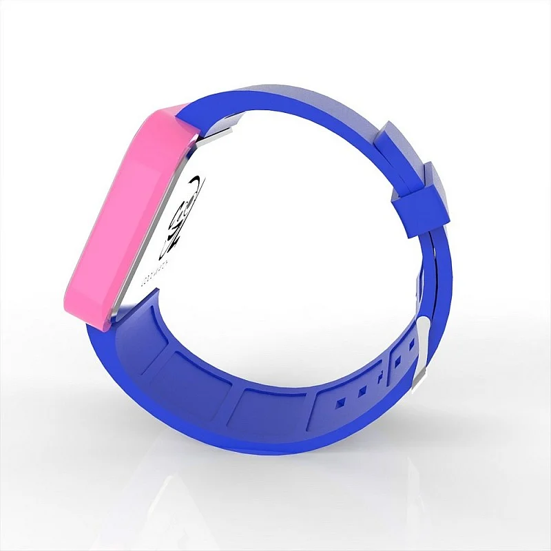 (Cool Watch Saat - Pembe Led Kasa - Mavi Kayış Unisex)