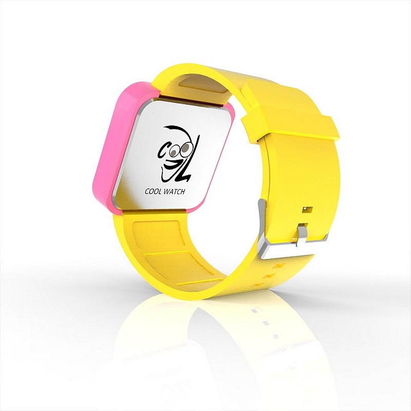 Cool Watch Saat - Pembe Led Kasa - Sarı Kayış Unisex
