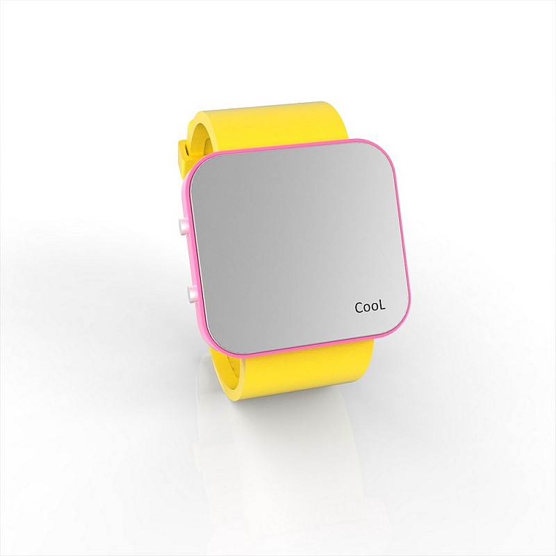 Cool Watch Saat - Pembe Led Kasa - Sarı Kayış Unisex