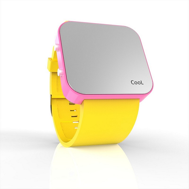 Cool Watch Saat - Pembe Led Kasa - Sarı Kayış Unisex