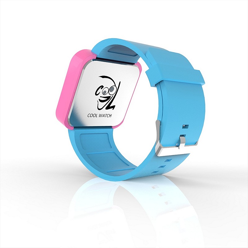Cool Watch Saat - Pembe Led Kasa - Turkuaz Kayış Unisex