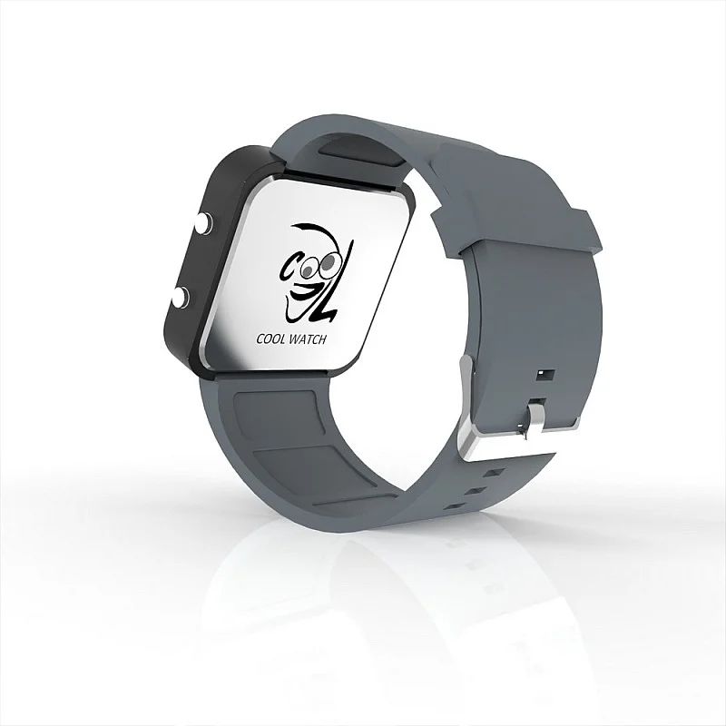 Cool Watch Saat - Siyah Led Kasa - Gri Kayış Unisex