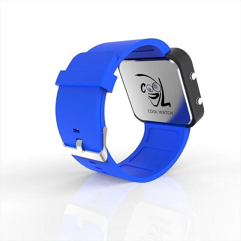 (Cool Watch Saat - Siyah Led Kasa - Mavi Kayış Unisex)