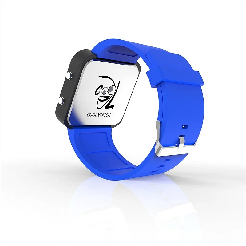 (Cool Watch Saat - Siyah Led Kasa - Mavi Kayış Unisex)
