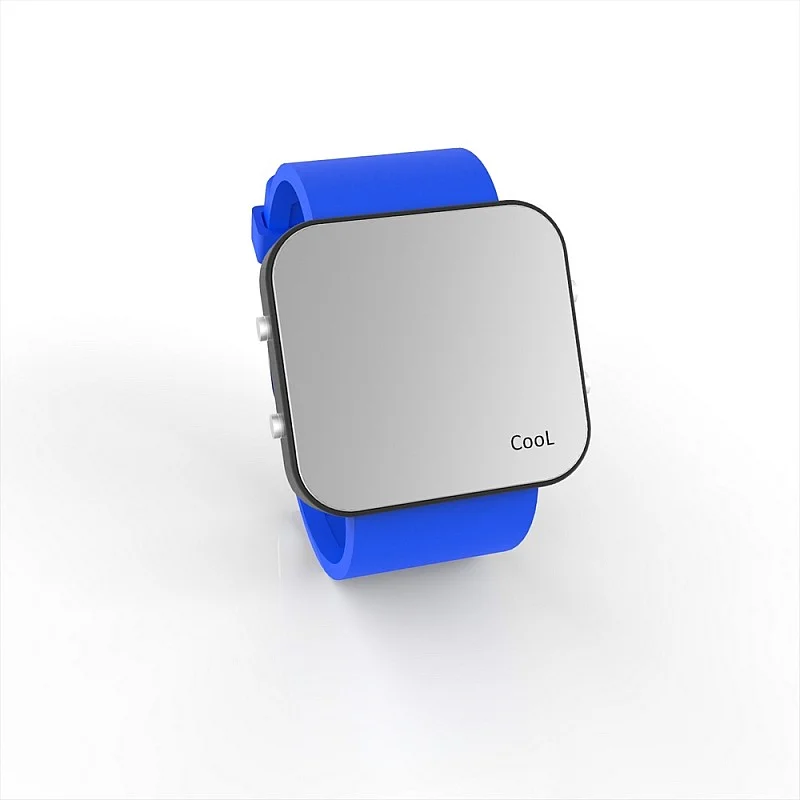 (Cool Watch Saat - Siyah Led Kasa - Mavi Kayış Unisex)
