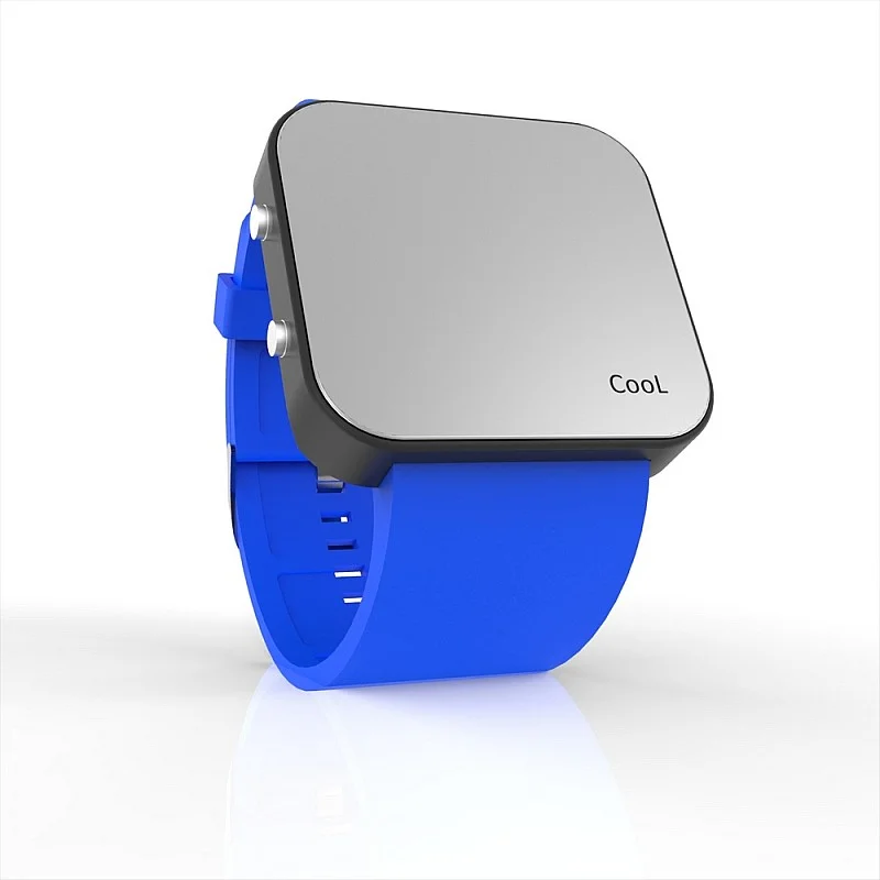 (Cool Watch Saat - Siyah Led Kasa - Mavi Kayış Unisex)