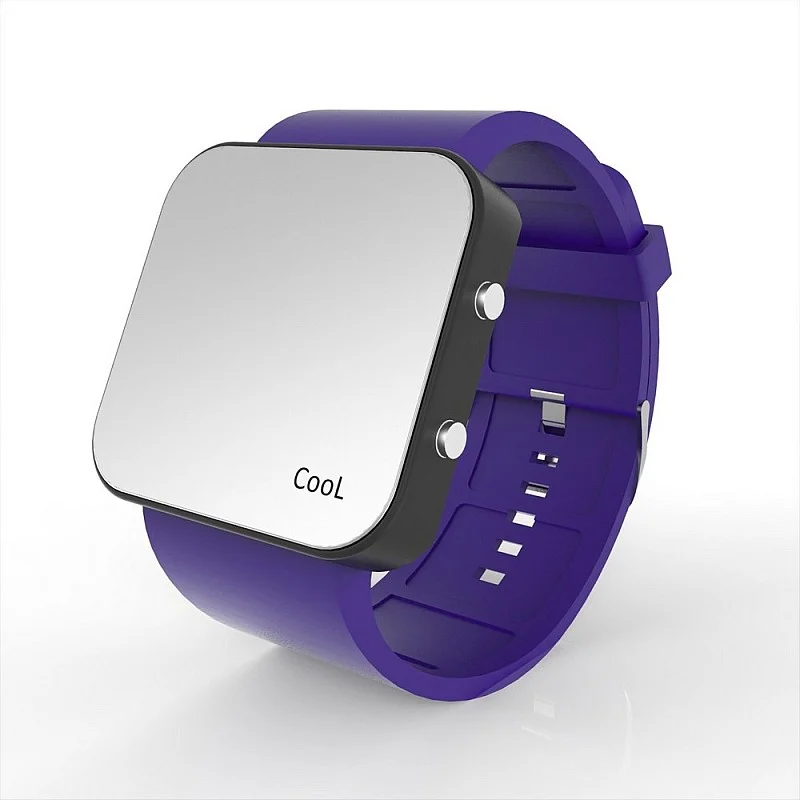 Cool Watch Saat - Siyah Led Kasa - Mor Kayış Unisex Cool Watch Saat - Siyah Led Kasa - Mor Kayış Unisex