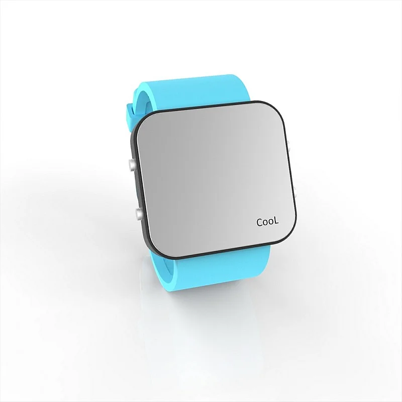 (Cool Watch Saat - Siyah Led Kasa - Turkuaz Kayış Unisex)