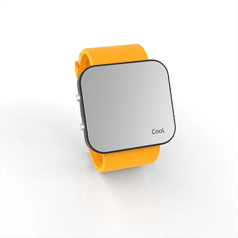 Cool Watch Saat - Siyah Led Kasa - Turuncu Kayış Unisex