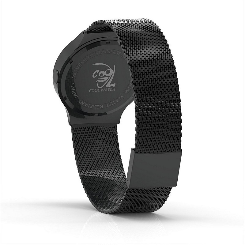 Cool Watch Saat - Siyah Mat Kasa Kırmızı Halka - Siyah Kordon CooL Plus Unisex