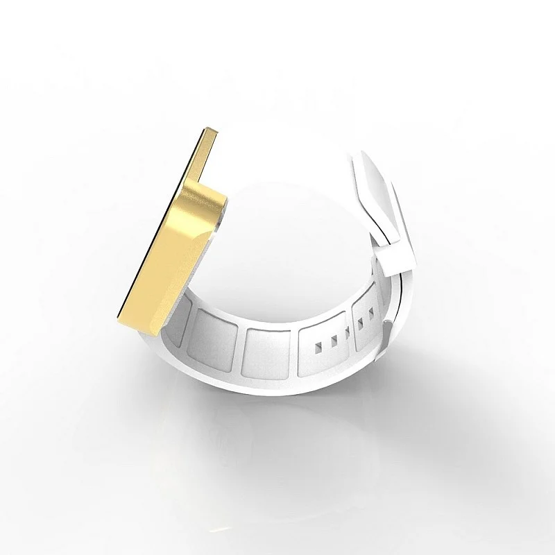 (Cool Watch Saat - Gold Mat Dokunmatik Kasa - Beyaz Kayış Unisex)
