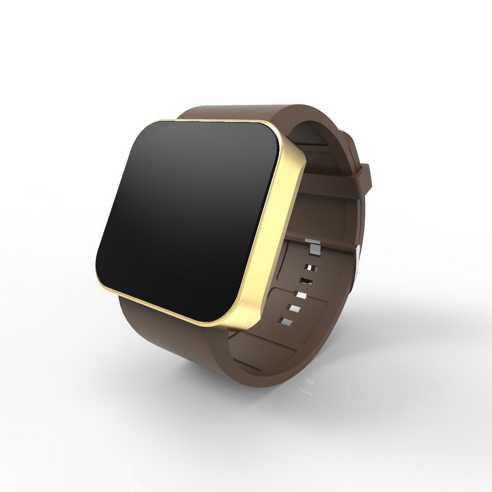 Cool Watch Saat - Gold Mat Dokunmatik Kasa - Kahverengi Kayış Unisex