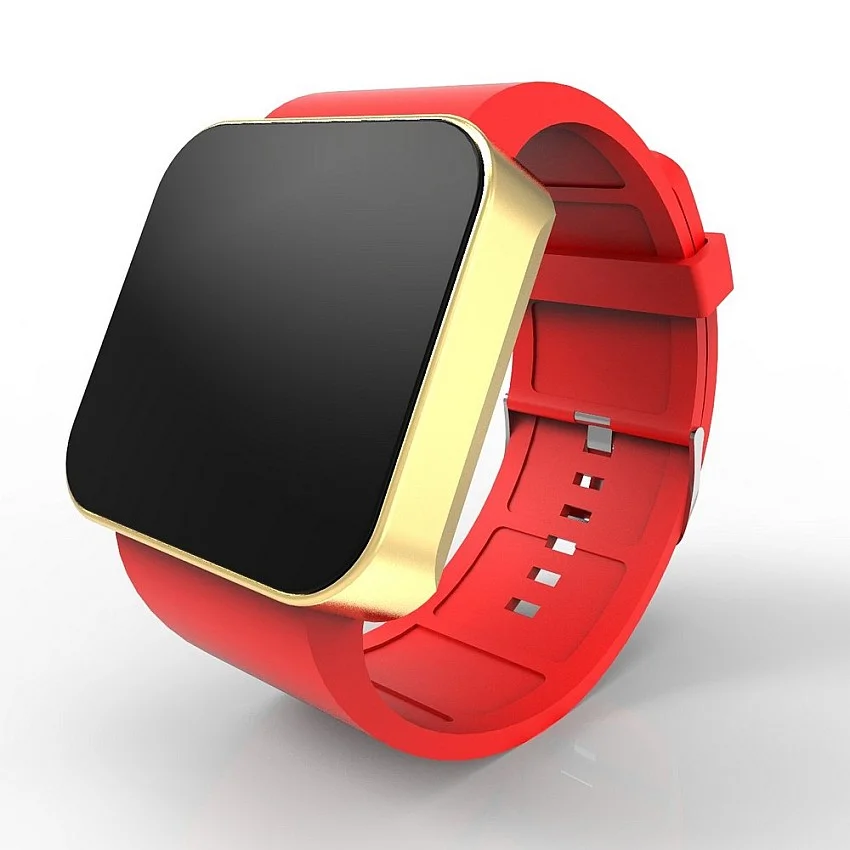 Cool Watch Saat - Gold Mat Dokunmatik Kasa - Kırmızı Kayış Unisex Cool Watch Saat - Gold Mat Dokunmatik Kasa - Kırmızı Kayış Unisex