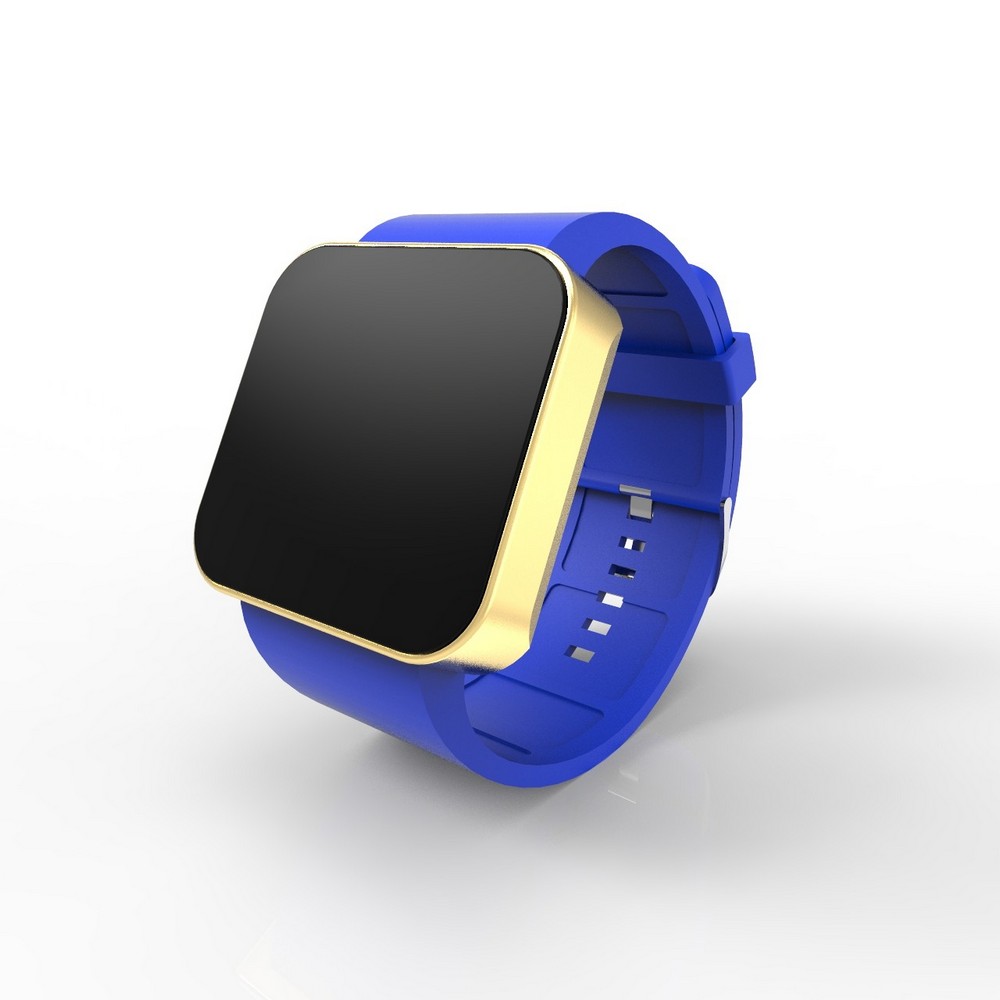 Cool Watch Saat - Gold Mat Dokunmatik Kasa - Mavi Kayış Unisex