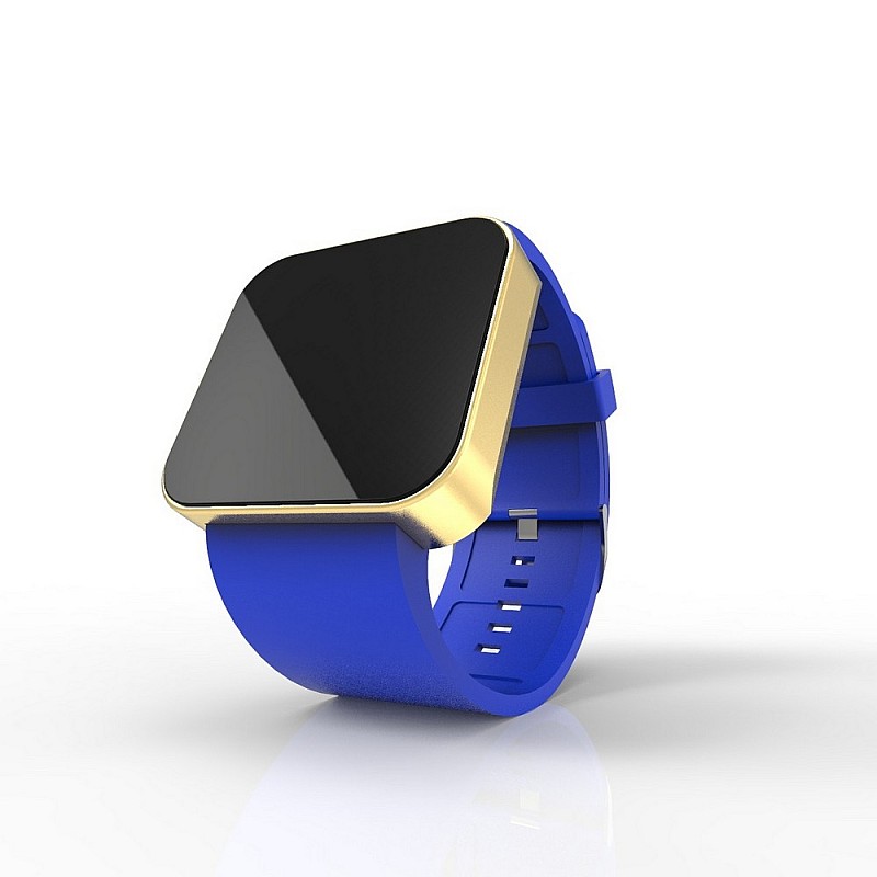 Cool Watch Saat - Gold Mat Dokunmatik Kasa - Mavi Kayış Unisex