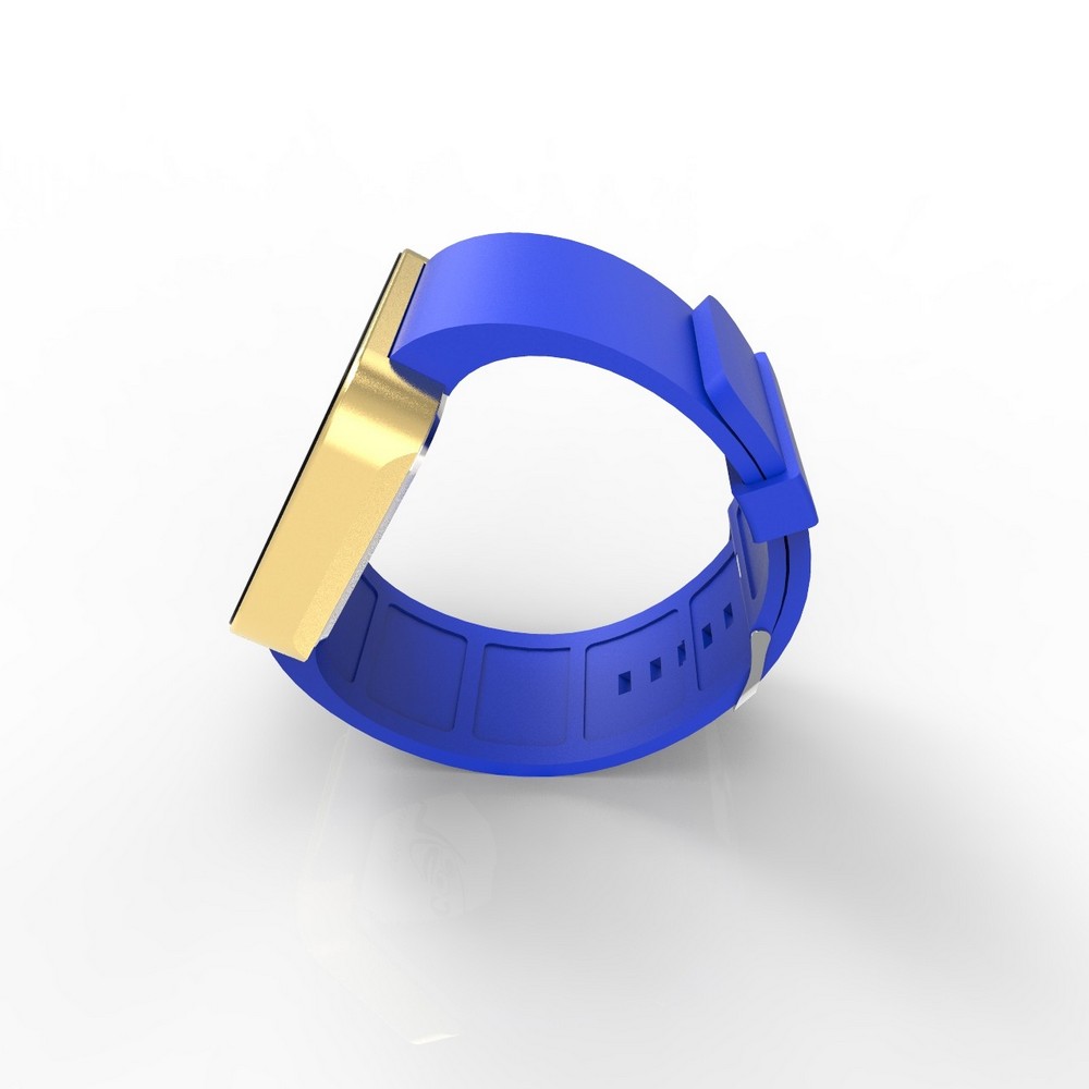 Cool Watch Saat - Gold Mat Dokunmatik Kasa - Mavi Kayış Unisex