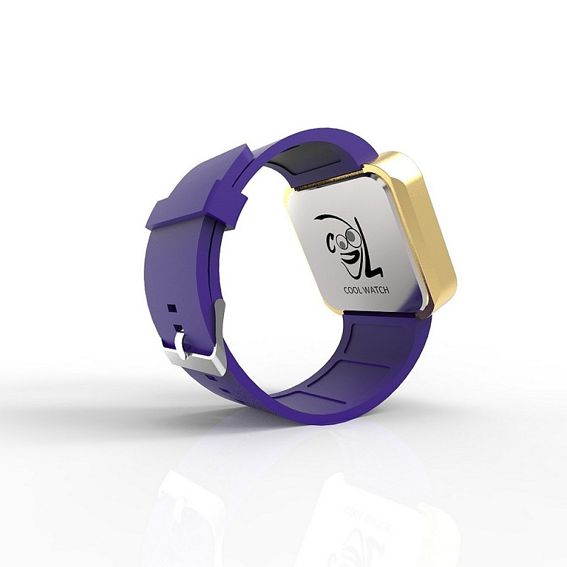 Cool Watch Saat - Gold Mat Dokunmatik Kasa - Mor Kayış Unisex