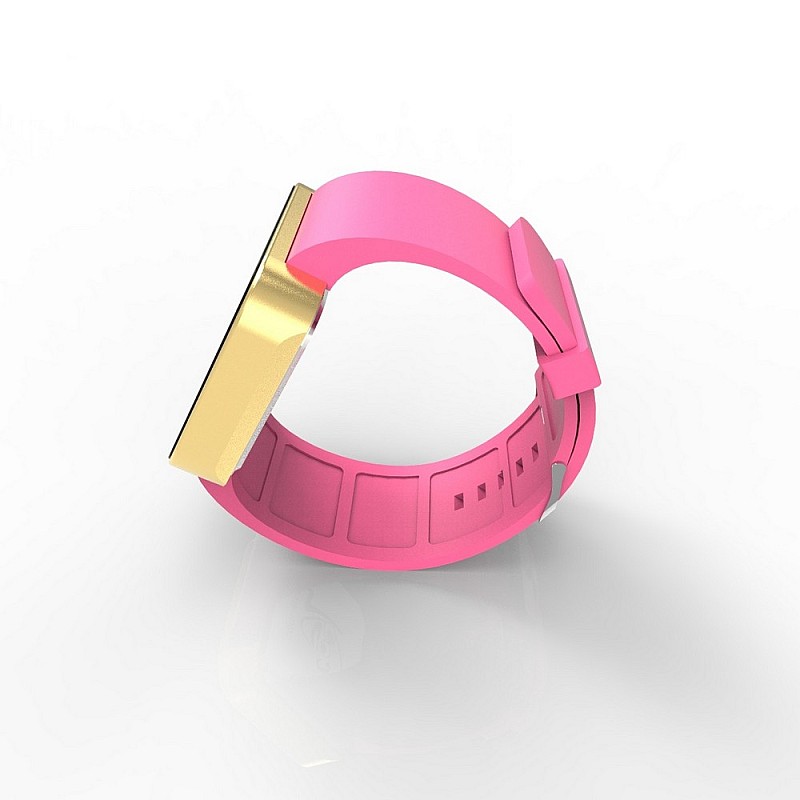 Cool Watch Saat - Gold Mat Dokunmatik Kasa - Pembe Kayış Unisex