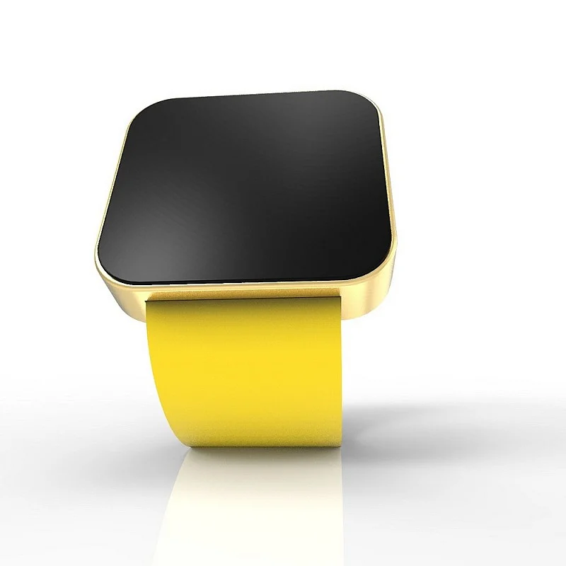 (Cool Watch Saat - Gold Mat Dokunmatik Kasa - Sarı Kayış Unisex)
