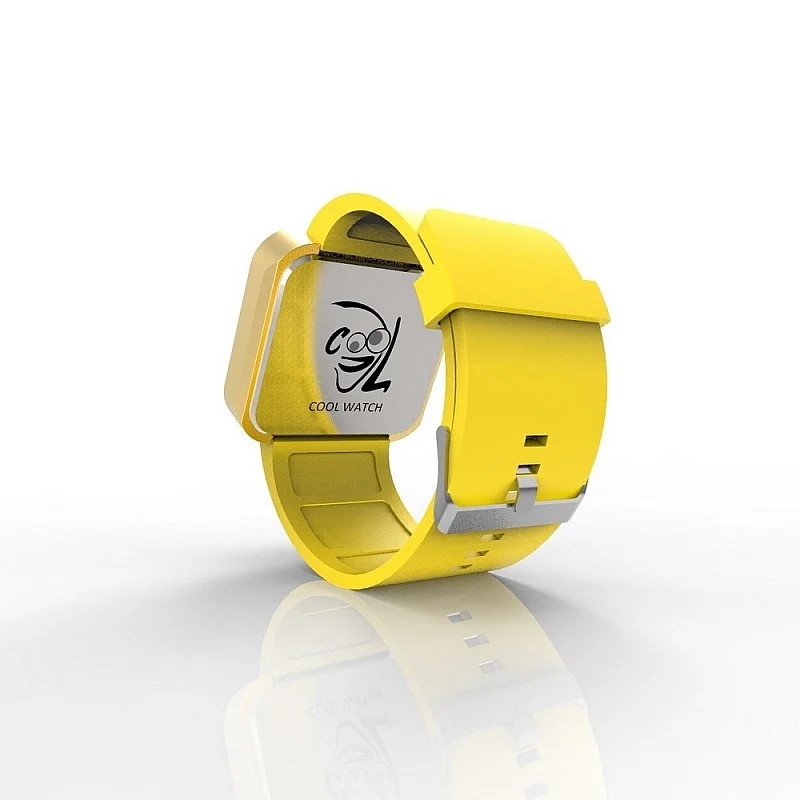(Cool Watch Saat - Gold Mat Dokunmatik Kasa - Sarı Kayış Unisex)
