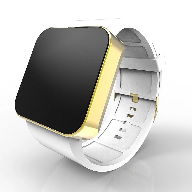 Cool Watch Saat - Gold Shiny Dokunmatik Kasa - Beyaz Kayış Unisex Cool Watch Saat - Gold Shiny Dokunmatik Kasa - Beyaz Kayış Unisex