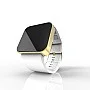 Cool Watch Saat - Gold Shiny Dokunmatik Kasa - Beyaz Kayış Unisex