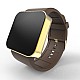 Cool Watch Saat - Gold Shiny Dokunmatik Kasa - Kahverengi Kayış Unisex