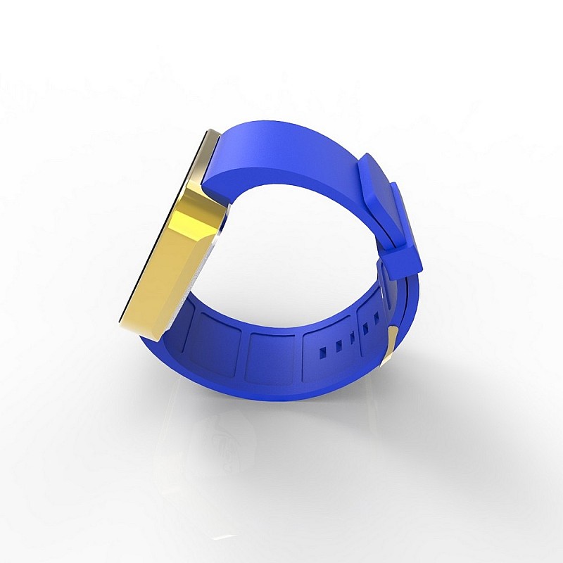 Cool Watch Saat - Gold Shiny Dokunmatik Kasa - Mavi Kayış Unisex