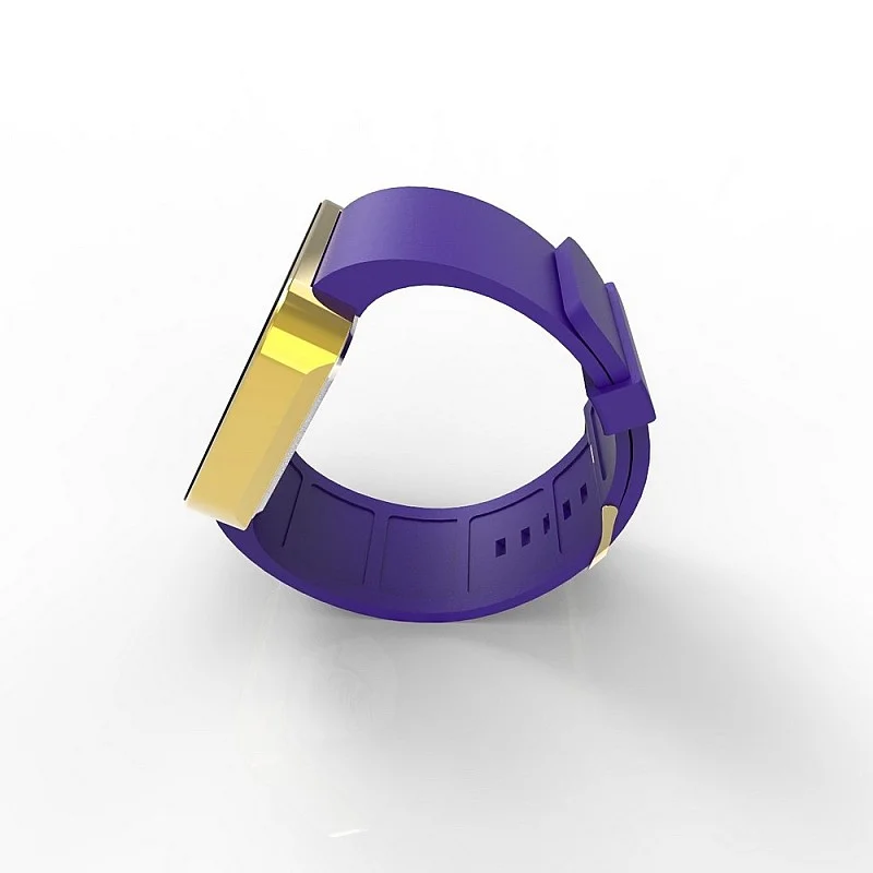 Cool Watch Saat - Gold Shiny Dokunmatik Kasa - Mor Kayış Unisex