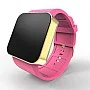 Cool Watch Saat - Gold Shiny Dokunmatik Kasa - Pembe Kayış Unisex