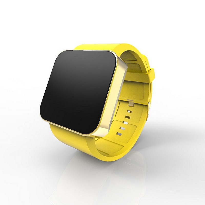 Cool Watch Saat - Gold Shiny Dokunmatik Kasa - Sarı Kayış Unisex