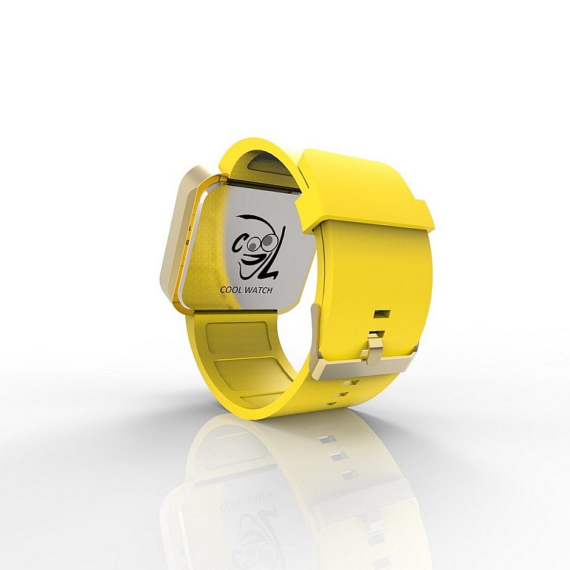 Cool Watch Saat - Gold Shiny Dokunmatik Kasa - Sarı Kayış Unisex