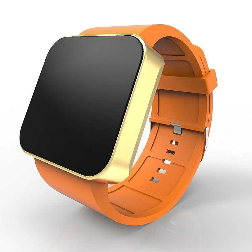 Cool Watch Saat - Gold Shiny Dokunmatik Kasa - Turuncu Kayış Unisex Cool Watch Saat - Gold Shiny Dokunmatik Kasa - Turuncu Kayış Unisex