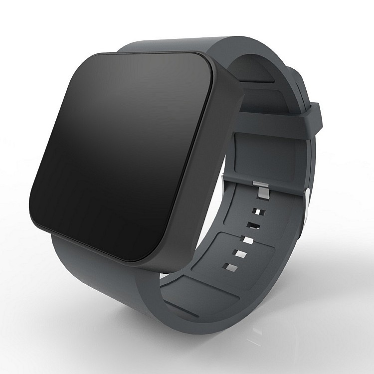 Cool Watch Saat - Siyah Mat Dokunmatik Kasa - Gri Kayış Unisex