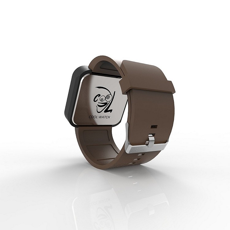 Cool Watch Saat - Siyah Mat Dokunmatik Kasa - Kahverengi Kayış Unisex