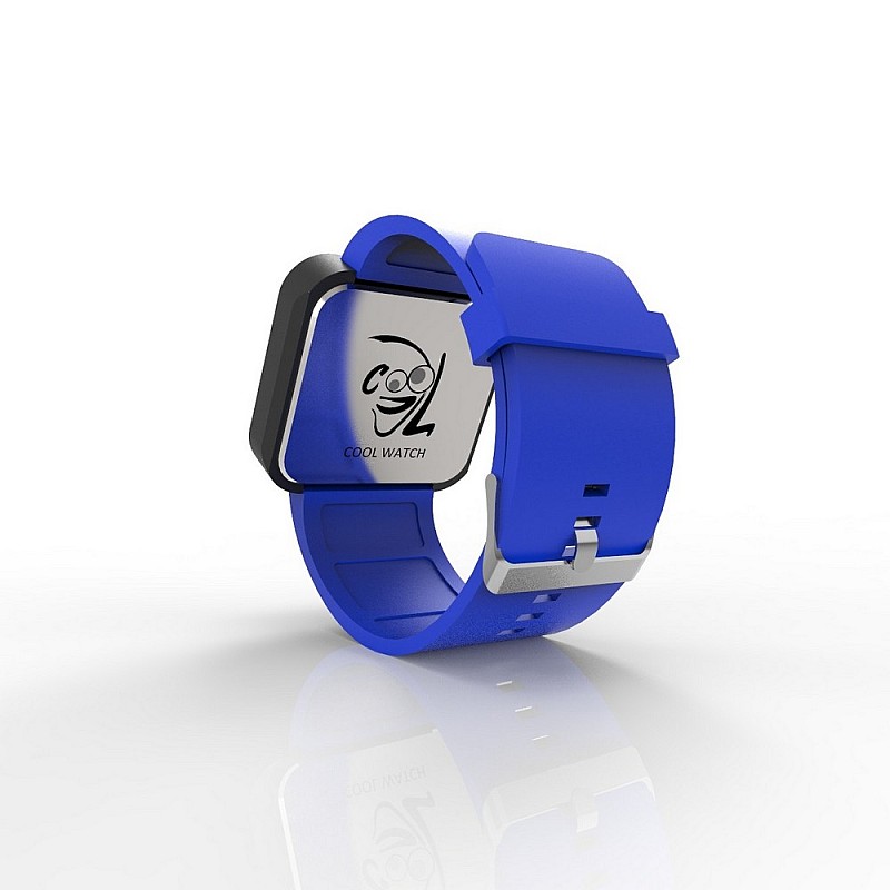 Cool Watch Saat - Siyah Mat Dokunmatik Kasa - Mavi Kayış Unisex