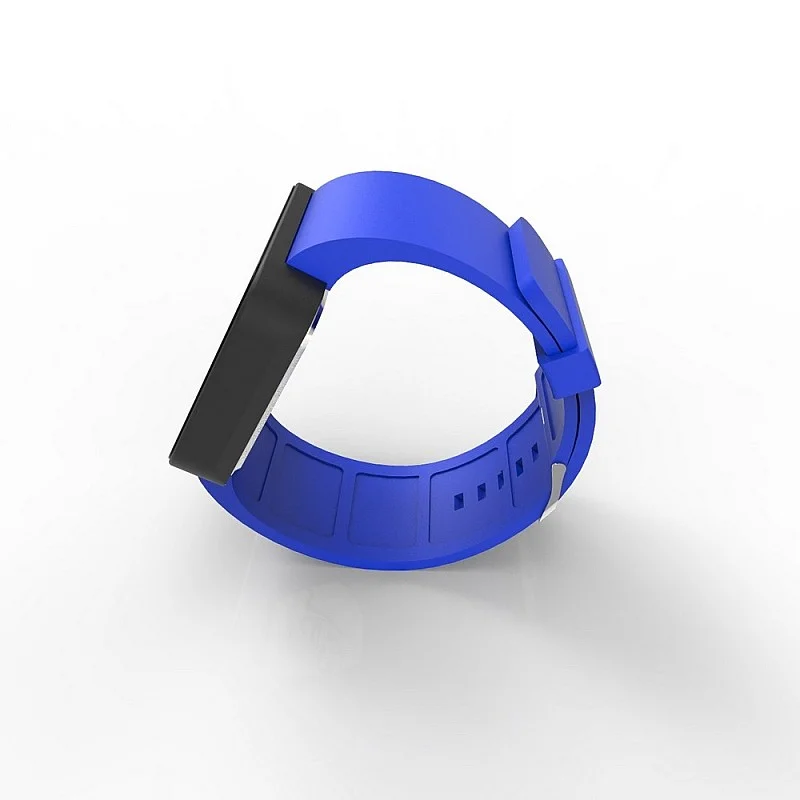 (Cool Watch Saat - Siyah Mat Dokunmatik Kasa - Mavi Kayış Unisex)